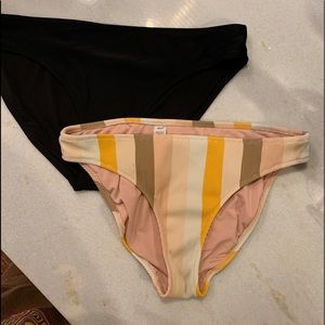 SOLD! Two Women’s Aerie Bikini Bottoms Yellow Pink Striped & Black Small Medium